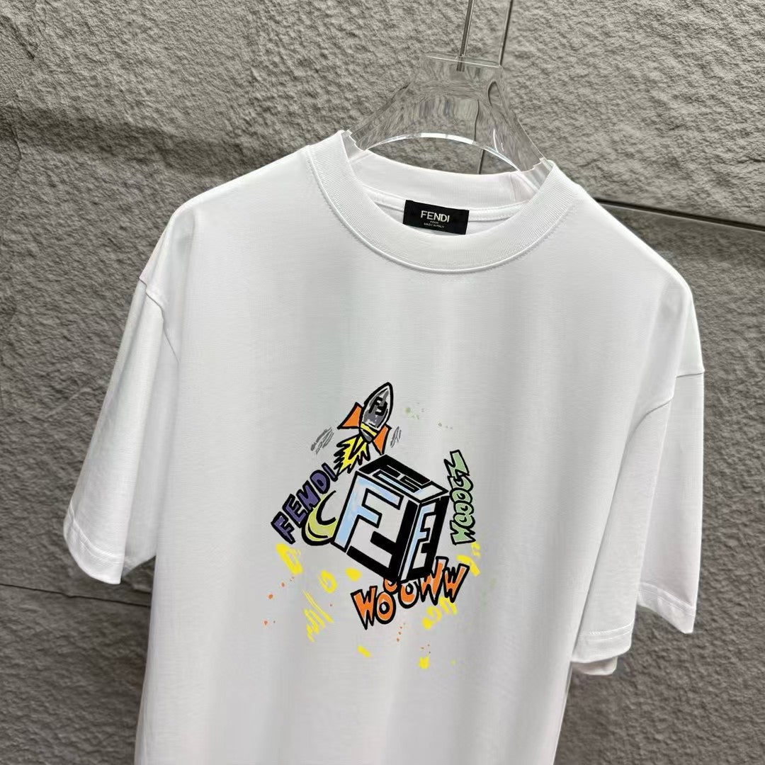 2025 Spring/Summer New Rocket Letter Pattern Printed T-shirt
