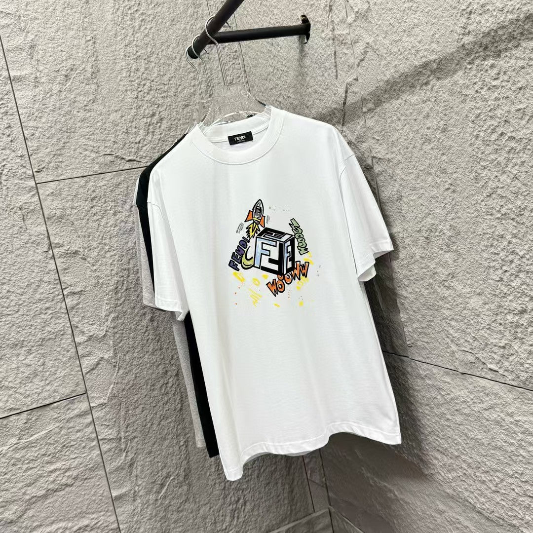 2025 Spring/Summer New Rocket Letter Pattern Printed T-shirt