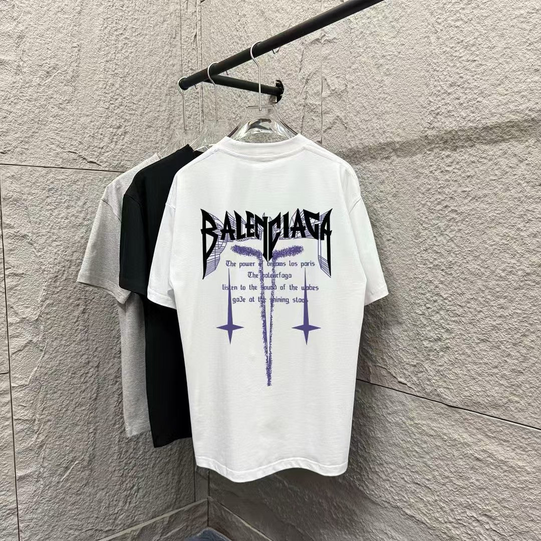 25 Spring/Summer New Style Embroidered Personalized Letter Logo with Back Printed T-shirt