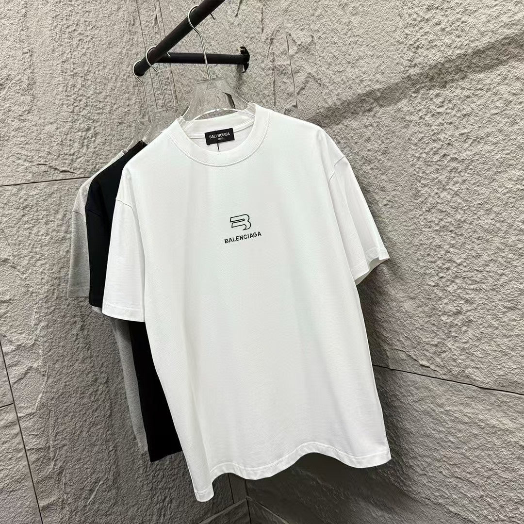 25 Spring/Summer New Style Embroidered Personalized Letter Logo with Back Printed T-shirt
