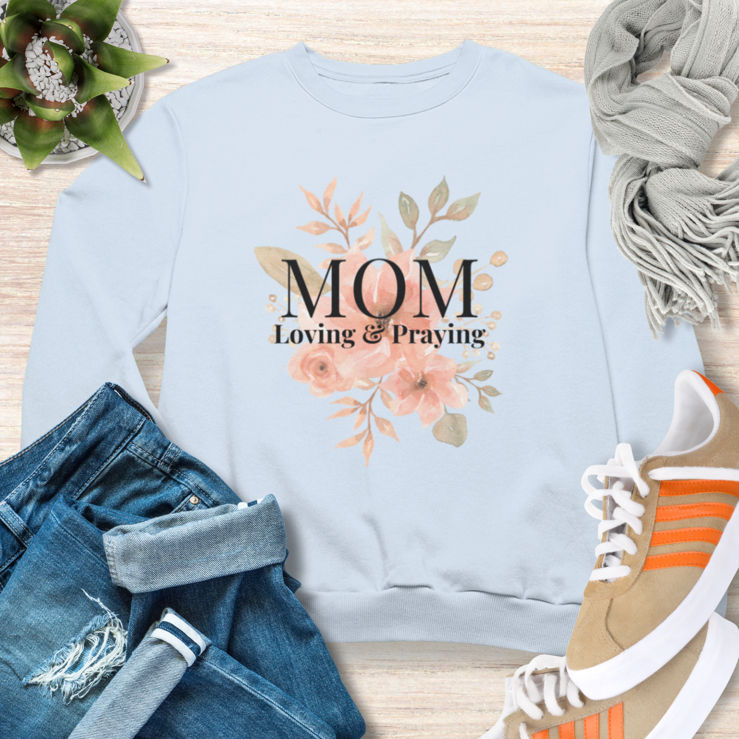 Mom Loving and Praying Christian Sweatshirt