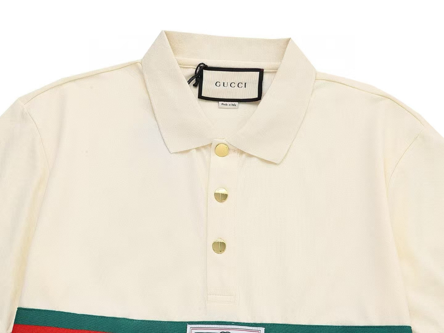 Alphabet Embroidered Cross Collar Polo Shirt