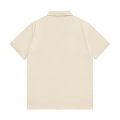 Alphabet Embroidered Cross Collar Polo Shirt