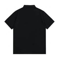 Alphabet Embroidered Cross Collar Polo Shirt