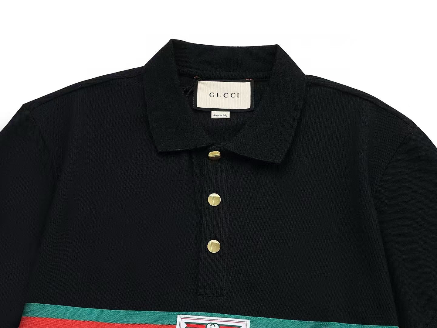 Alphabet Embroidered Cross Collar Polo Shirt