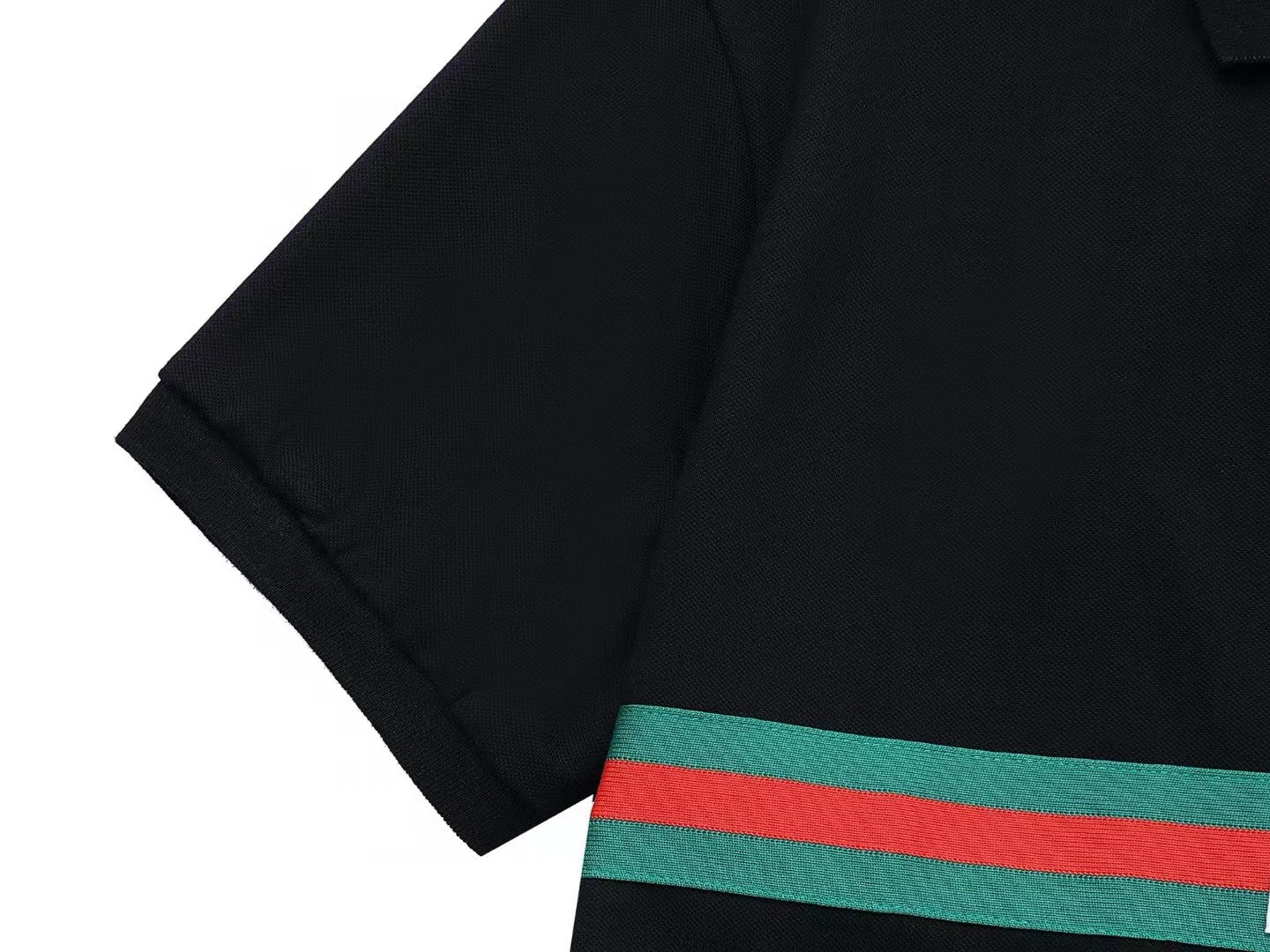 Alphabet Embroidered Cross Collar Polo Shirt