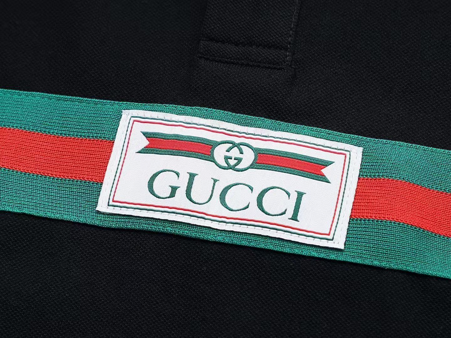 Alphabet Embroidered Cross Collar Polo Shirt