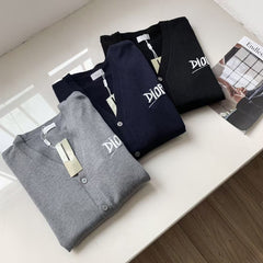 Classic Signature Letter Slogan Long Sleeve Knitted Shirt