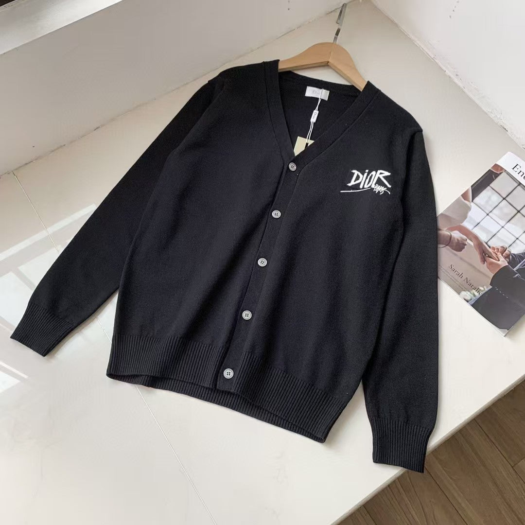 Classic Signature Letter Slogan Long Sleeve Knitted Shirt