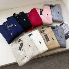 Classic logo embroidered cardigan long sleeved knit sweater