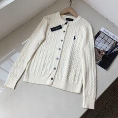 Classic logo embroidered cardigan long sleeved knit sweater