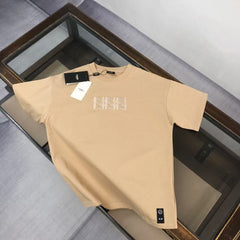 Embroidered letter round neck short sleeved T-shirt