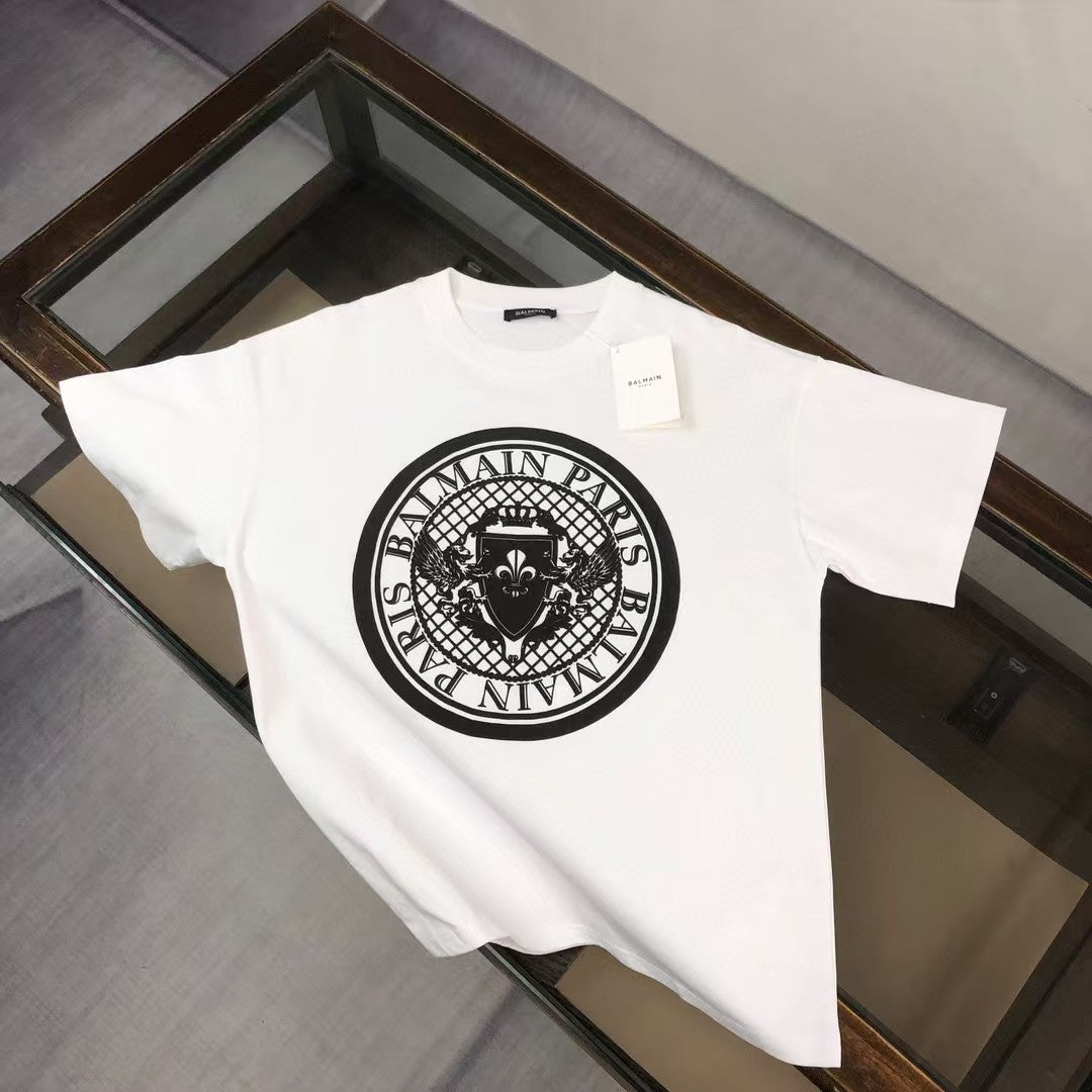 Printed letter round neck short sleeved T-shirt