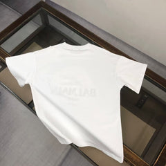 Embroidered letter round neck short sleeved T-shirt