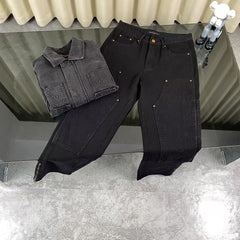 Pocket printed embossed denim jacket jacket, denim suit