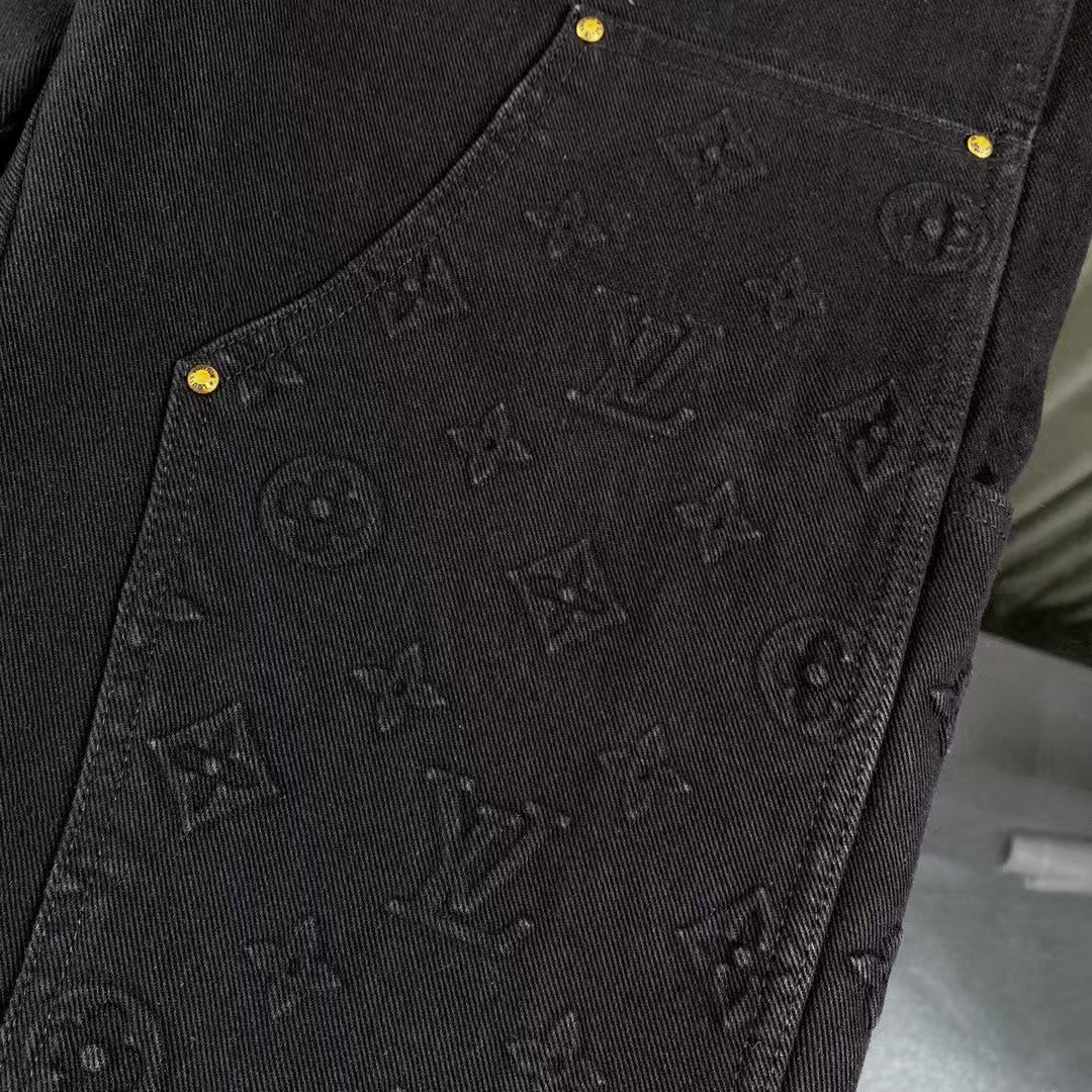 Pocket printed embossed denim jacket jacket, denim suit