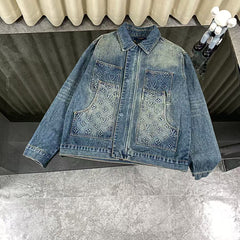 Pocket printed embossed denim jacket jacket, denim suit
