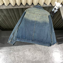 Pocket printed embossed denim jacket jacket, denim suit