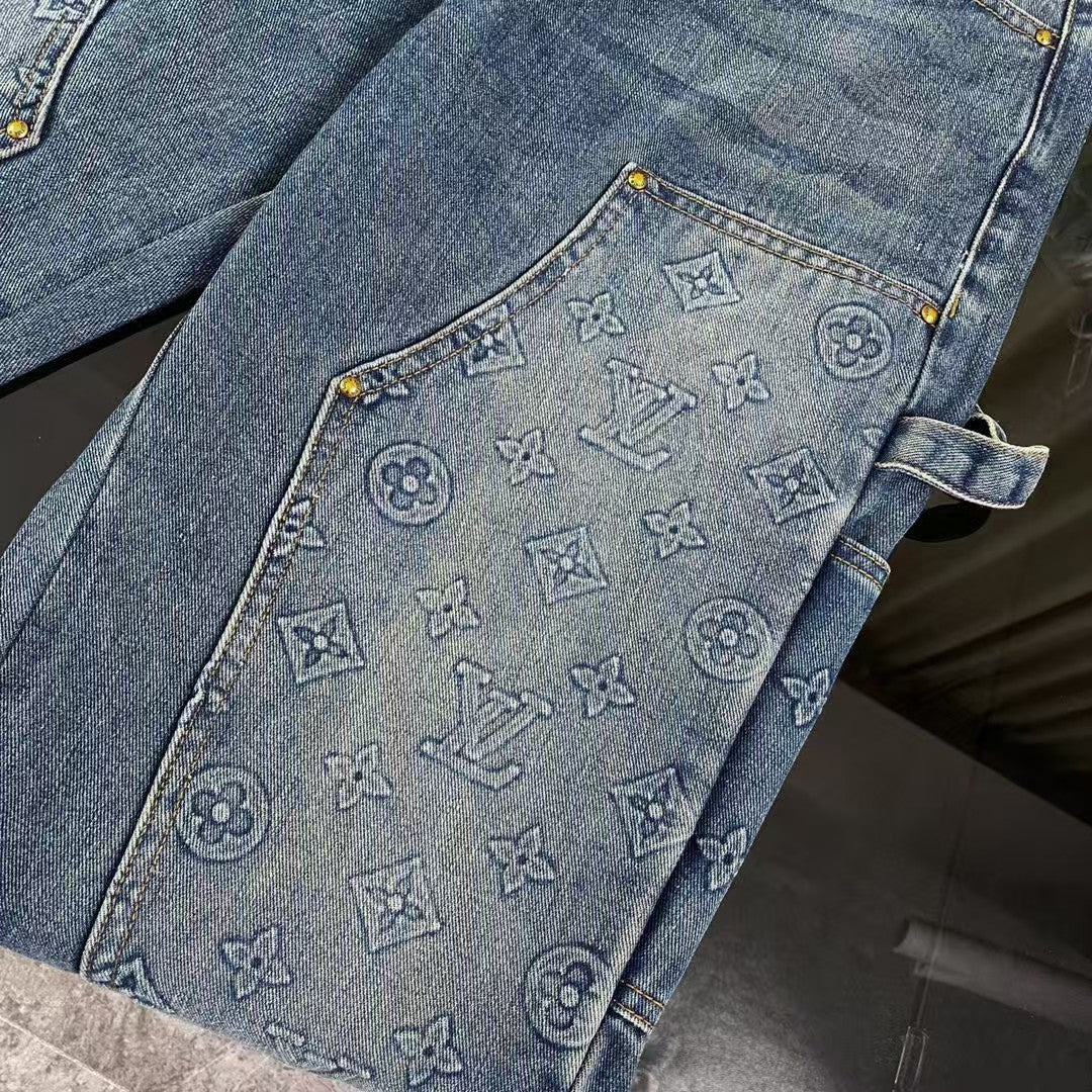Pocket printed embossed denim jacket jacket, denim suit