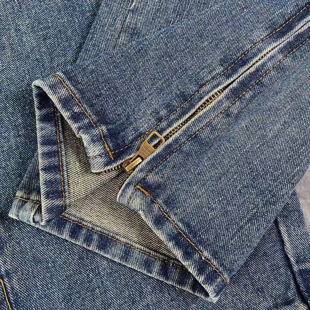 Pocket printed embossed denim jacket jacket, denim suit