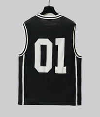 Black and white jacquard adhesive sports knitted vest
