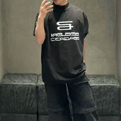 Letter printed loose round neck T-shirt