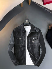 Spring new men's jacket leather jacket
