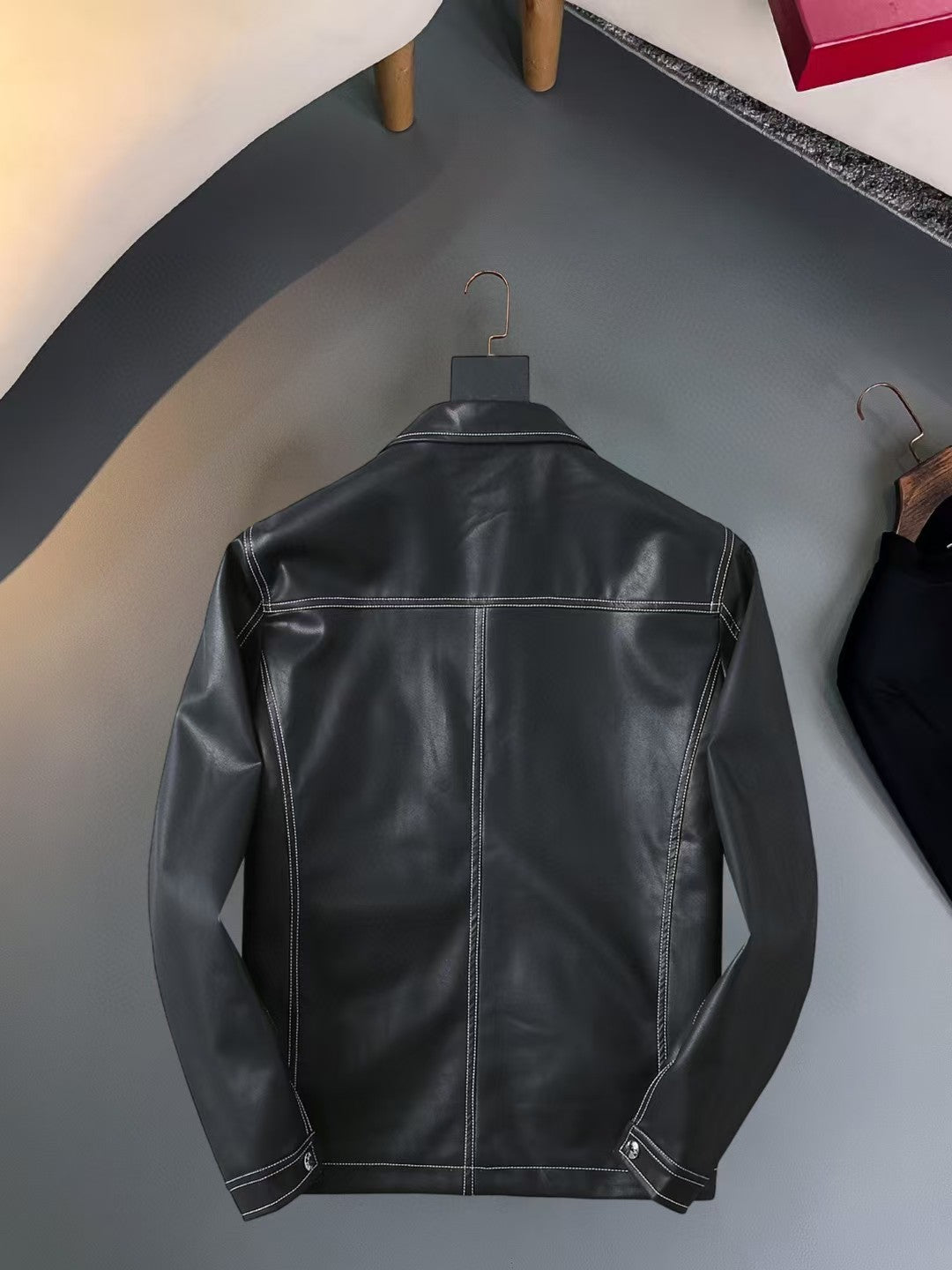 Spring new men's jacket leather jacket