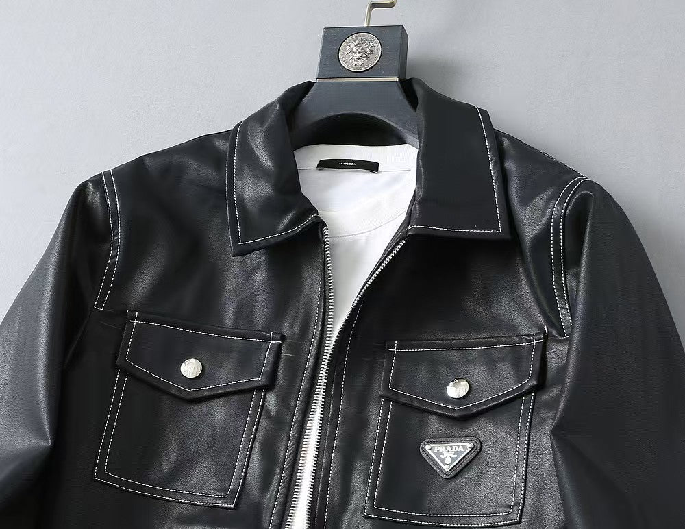 Spring new men's jacket leather jacket