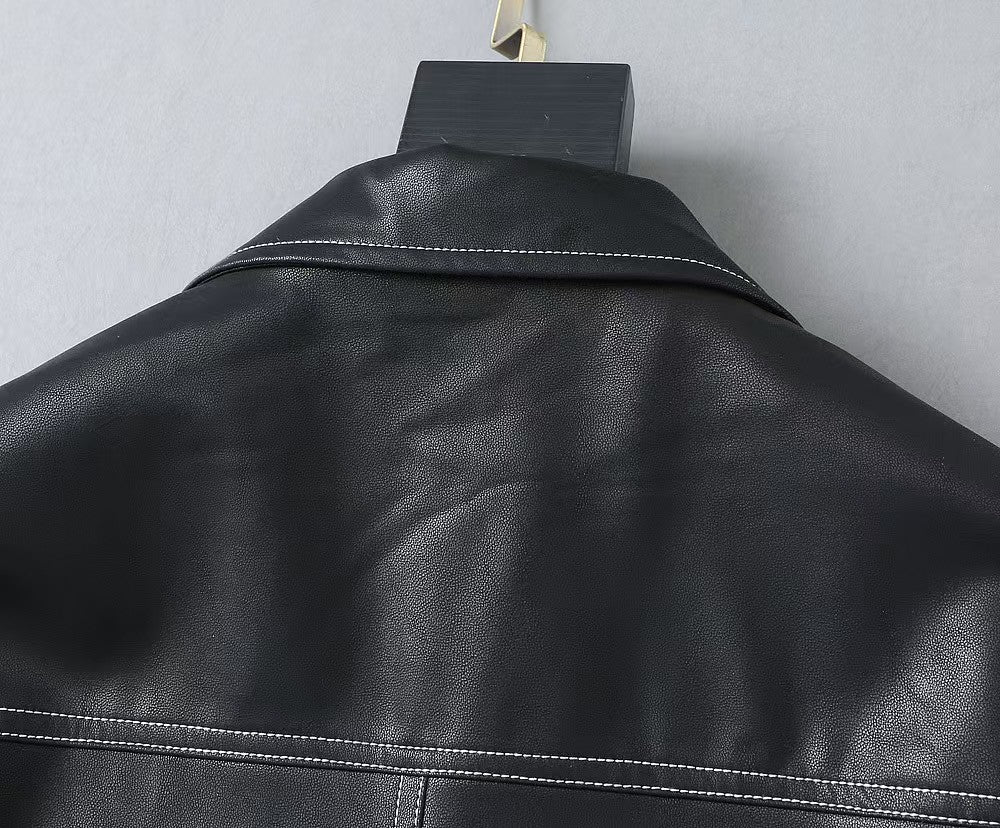 Spring new men's jacket leather jacket