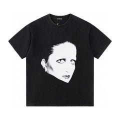 Retro washed and distressed craft short sleeved T-shirt