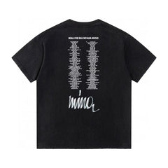 Retro washed and distressed craft short sleeved T-shirt