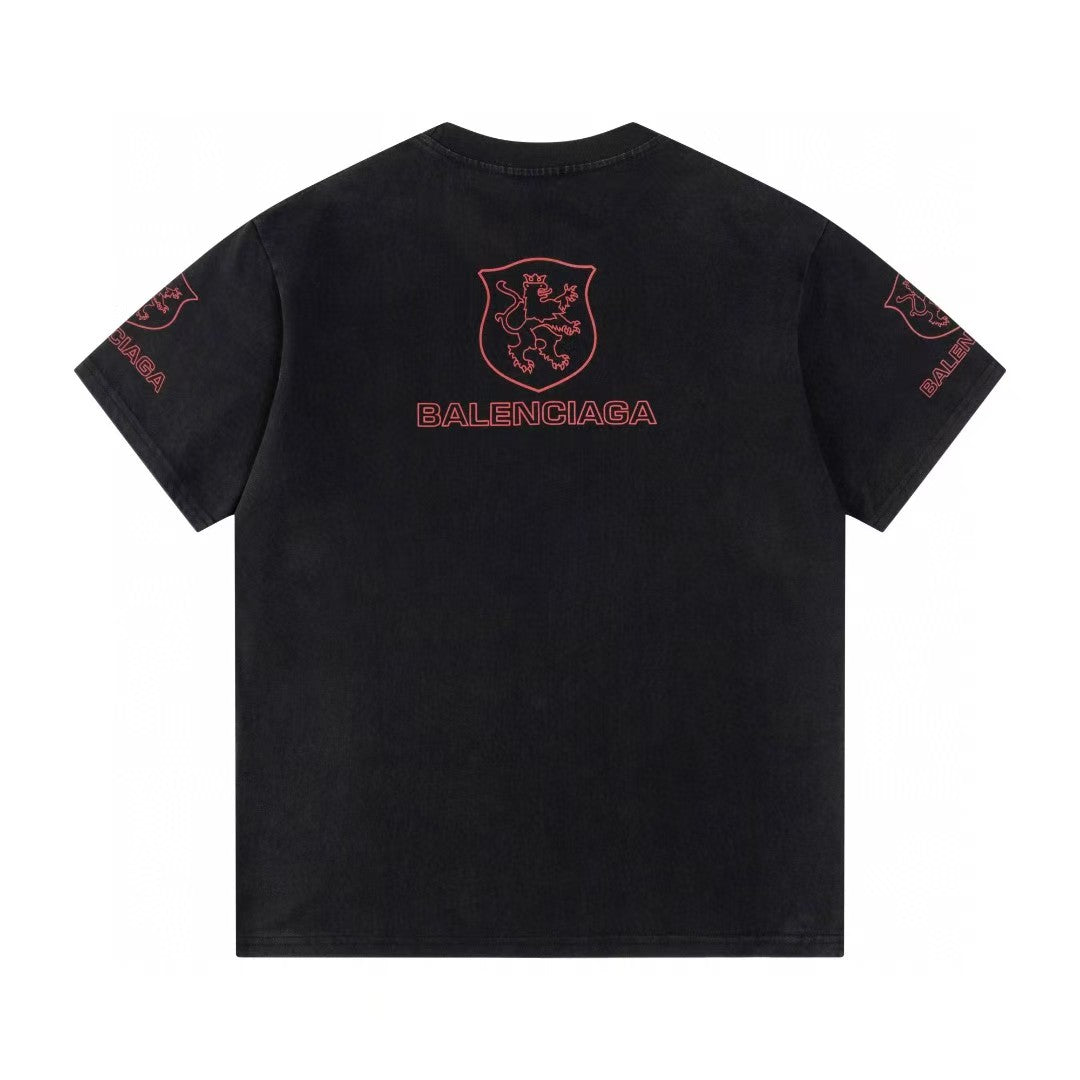 Retro washed and distressed craft short sleeved T-shirt