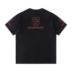 Retro washed and distressed craft short sleeved T-shirt