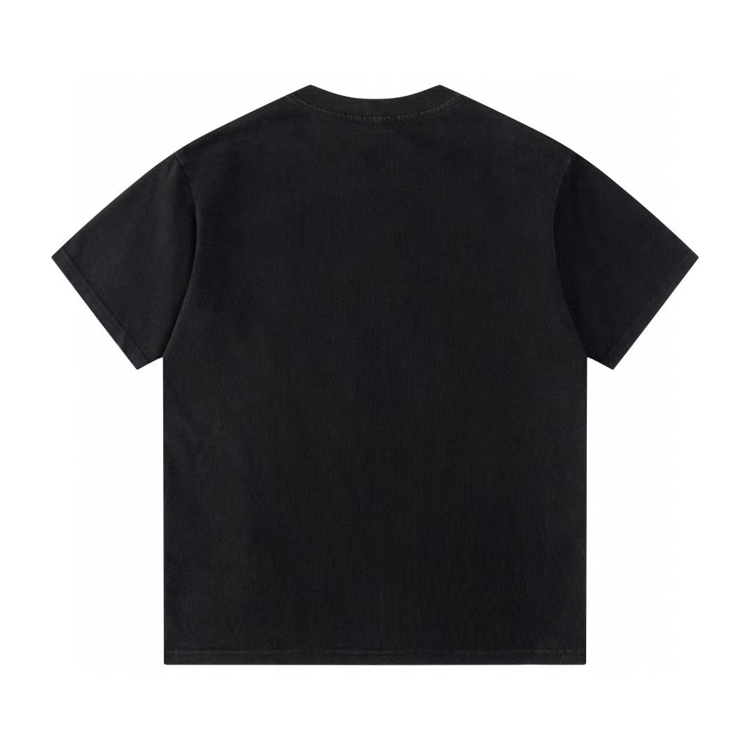 Retro washed and distressed craft short sleeved T-shirt