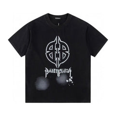 Retro washed and distressed craft short sleeved T-shirt