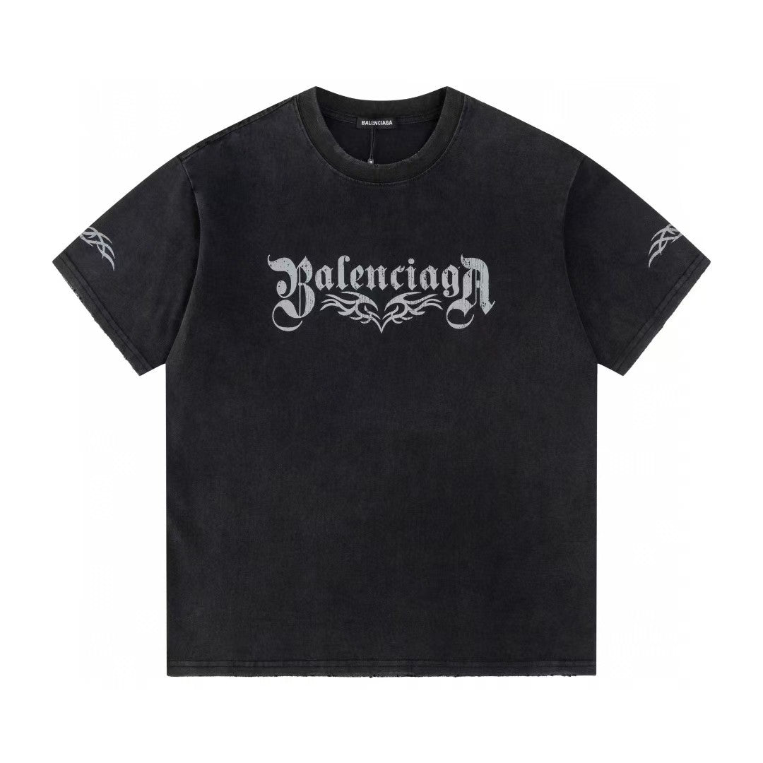 Retro washed and distressed craft short sleeved T-shirt