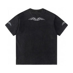 Retro washed and distressed craft short sleeved T-shirt