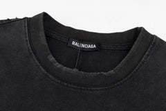 Retro washed and distressed craft short sleeved T-shirt