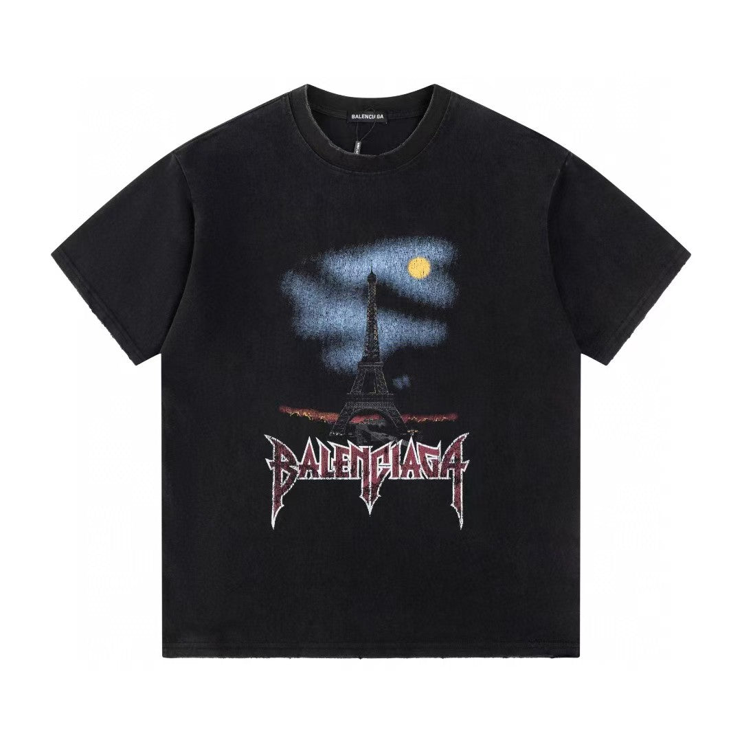 Retro washed and distressed craft short sleeved T-shirt