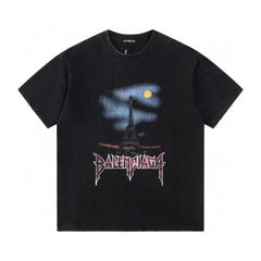 Retro washed and distressed craft short sleeved T-shirt