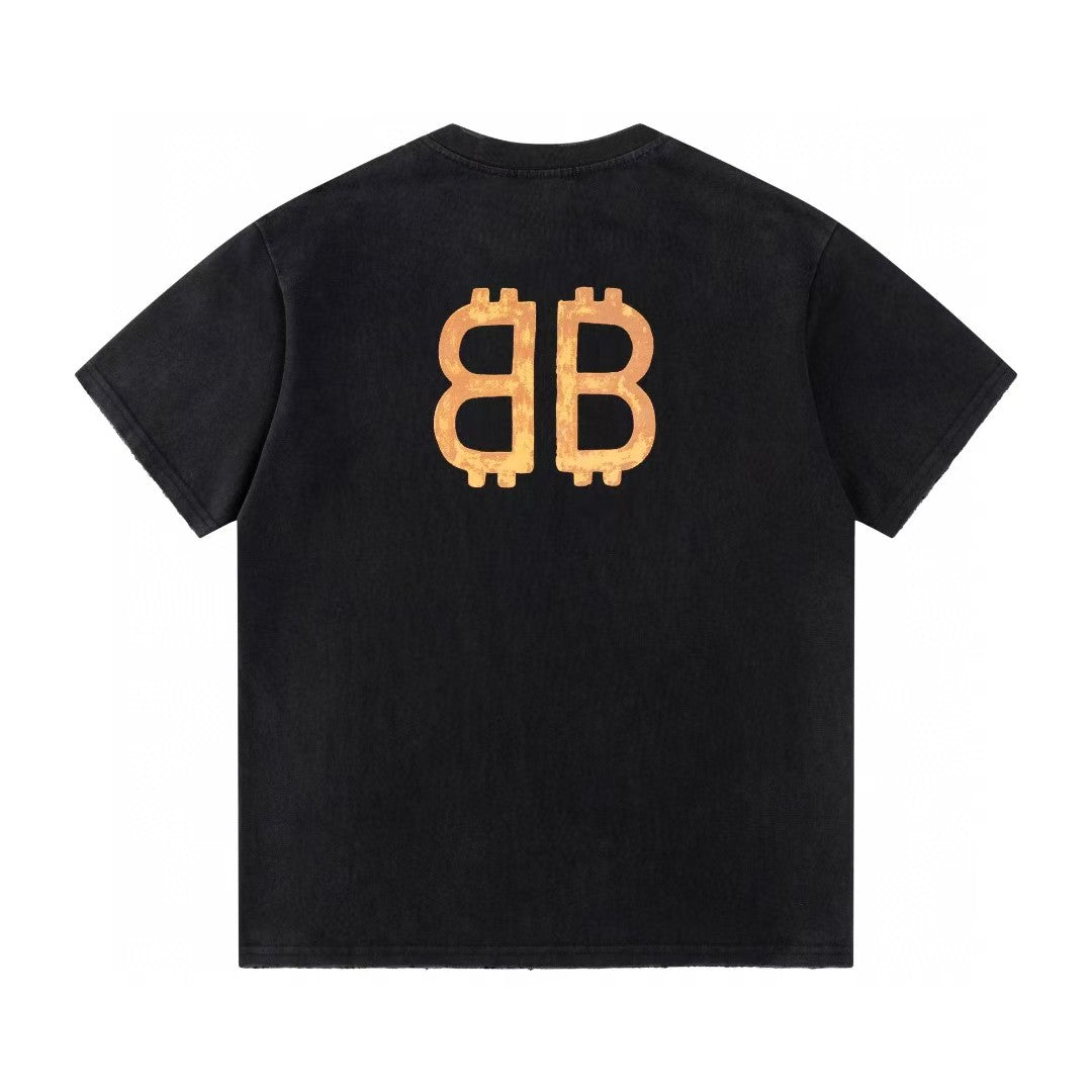 Retro washed and distressed craft short sleeved T-shirt