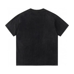 Retro washed and distressed craft short sleeved T-shirt