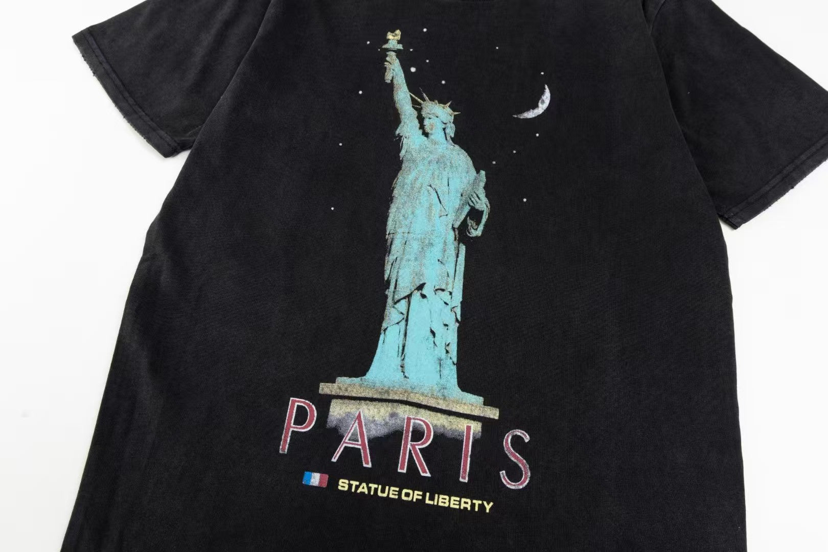 Retro washed and distressed craft short sleeved T-shirt