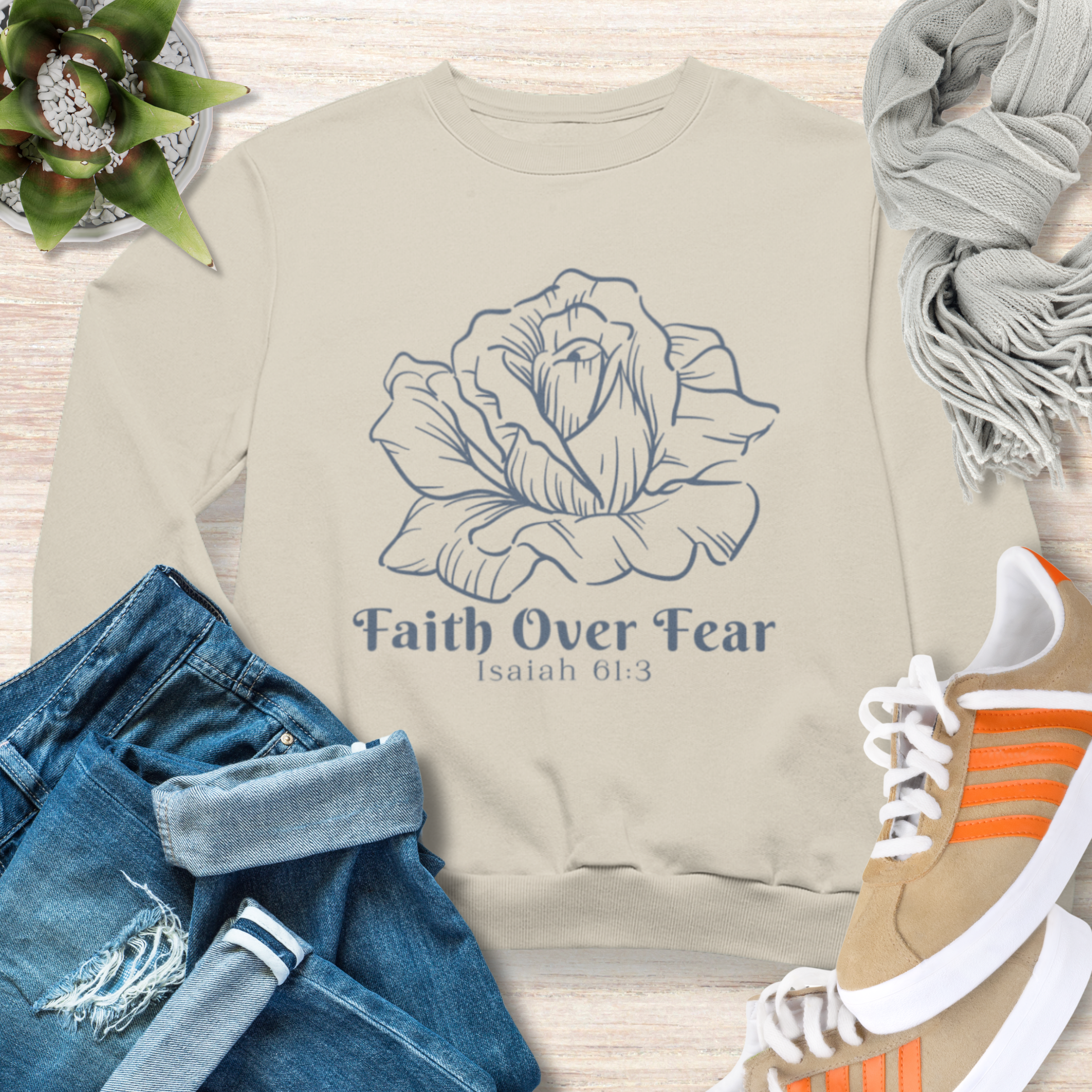 Faith Over Fear Minimalist Christian Sweatshirt