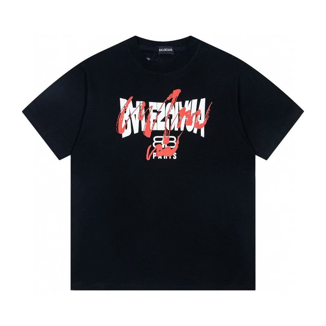 Classic letter graffiti print casual round neck short sleeved T-shirt