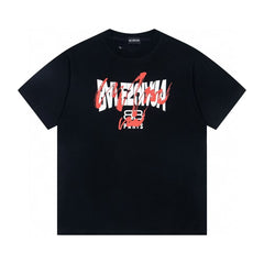 Classic letter graffiti print casual round neck short sleeved T-shirt