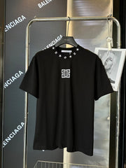 Five pointed star embroidered couple casual short sleeved T-shirt