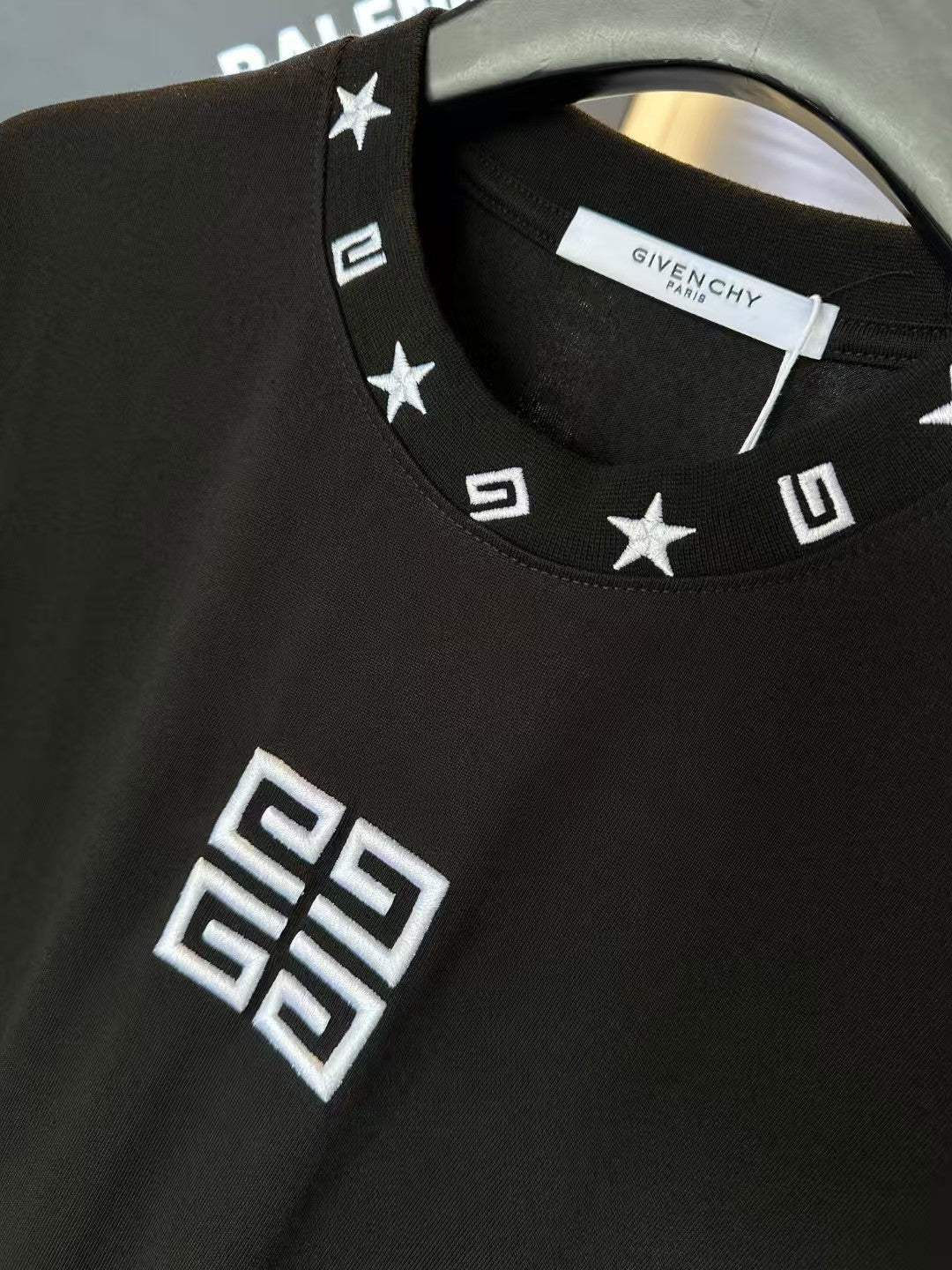 Five pointed star embroidered couple casual short sleeved T-shirt