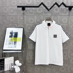 zipper ➕ Embroidered letter logo printed polo shirt